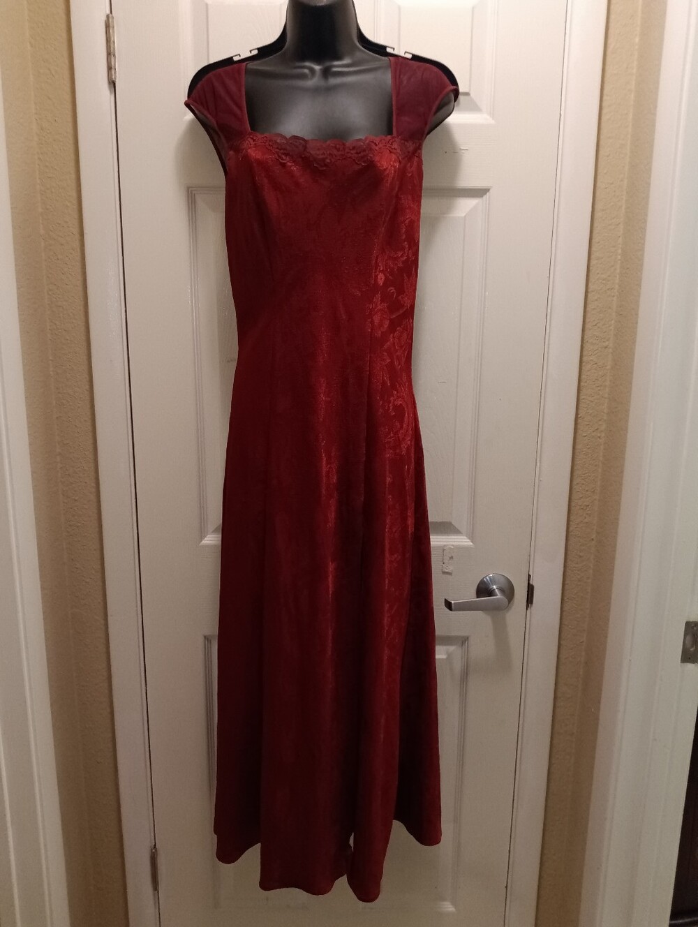 Victoria's Secret Burgundy Lace-Trim Satin Nightgown